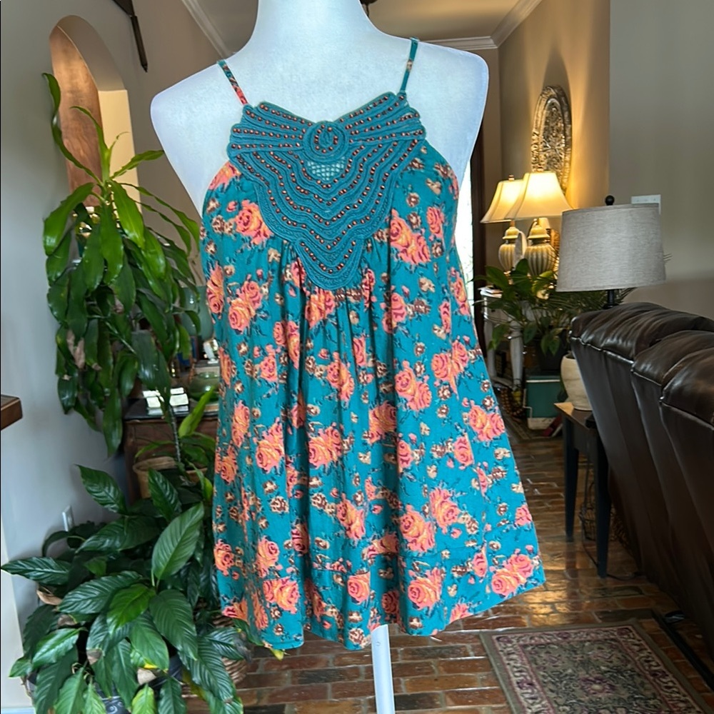 Hazel Floral Sleeveless lace bodice  Top szM